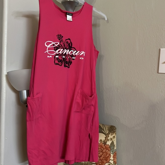 #183I.G.SPORT ,Pink,Fuccia,Tshirt,Cancún,Mexico,(Mini dress),size XL - Picture 1 of 11